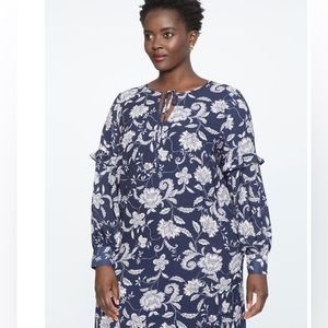 Tie Neck Puff Sleeve Shift Dress